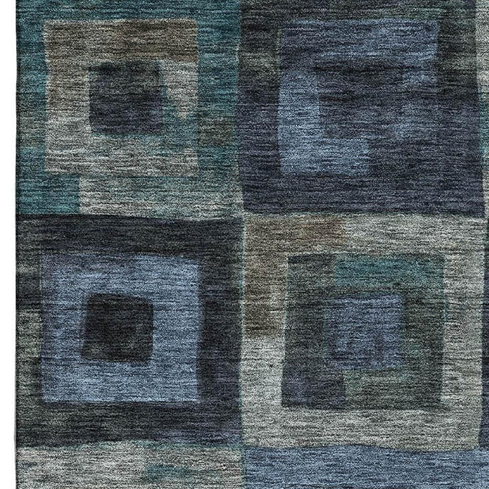 10' X 14' Geometric Washable Area Rug With UV Protection (686675) - Blue / Green