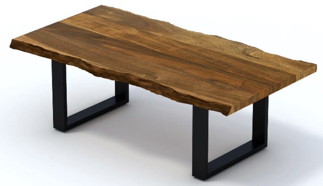 Solid Wood And Iron Coffee Table - Brown