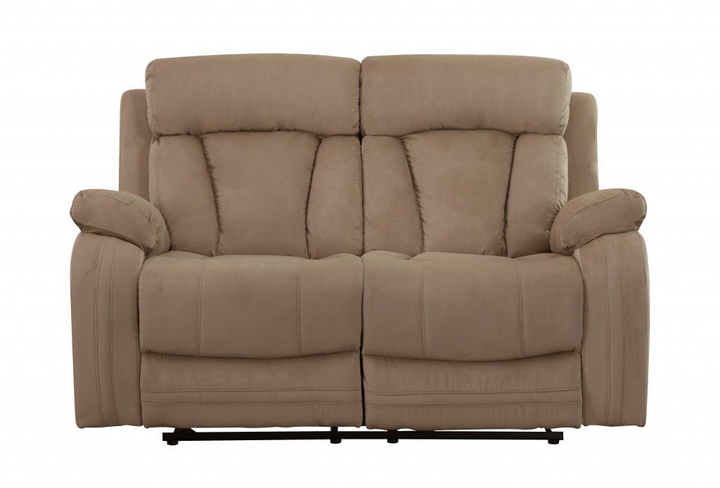 Leather Match Recliner Loveseat - Beige