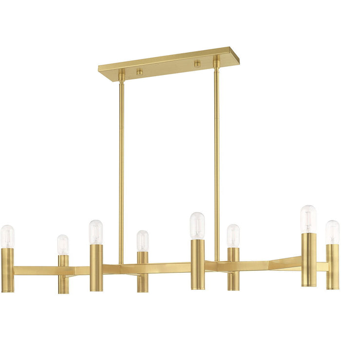 18" Eight Light Dimmable Chandelier With Shades - Brass