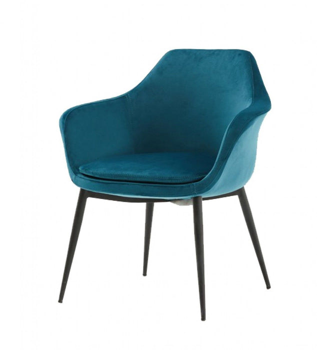 Upholstered Fabric Dining Arm Chair - Teal Blue