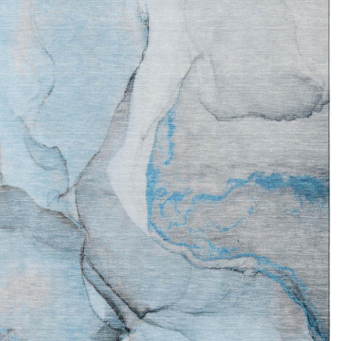 9' X 12' Abstract Washable Area Rug With UV Protection (646821) - Blue / Gray / Ivory