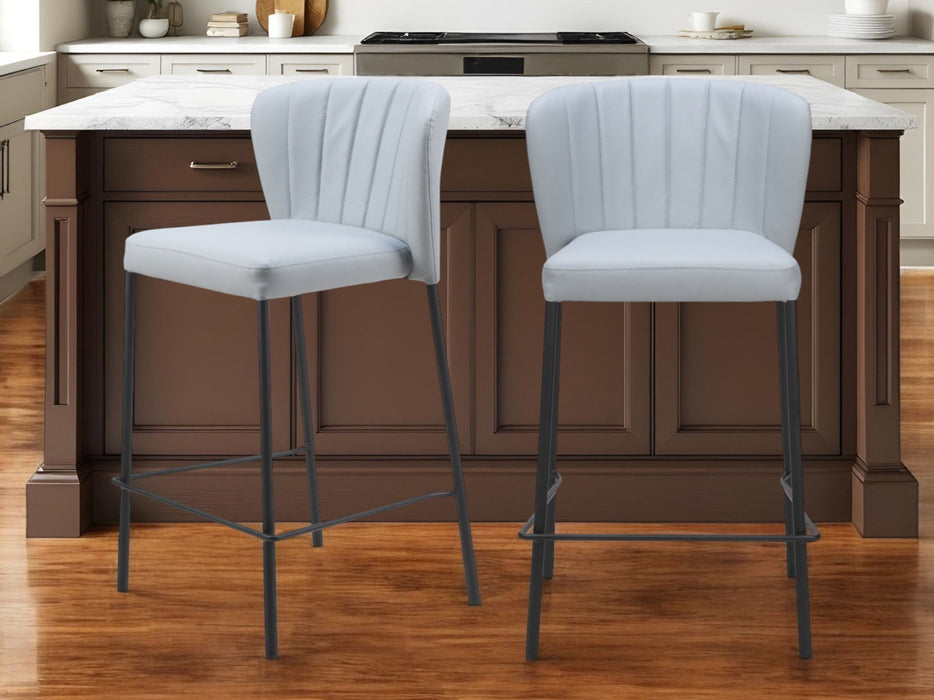 Faux Leather And Steel Counter Height Bar Chairs (Set of 2) - Gray And Black