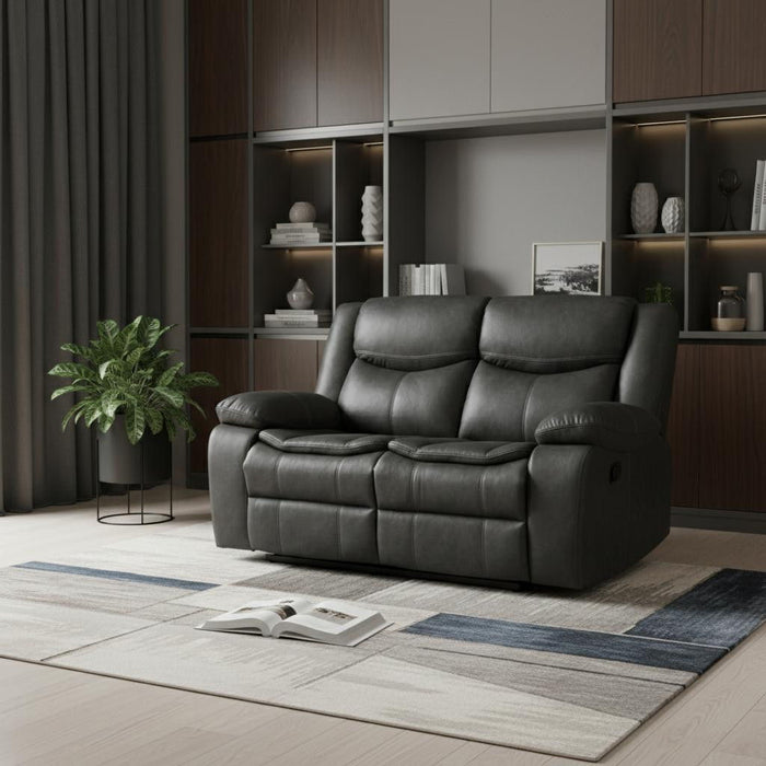 Faux Leather Manual Reclining Love Seat - Gray
