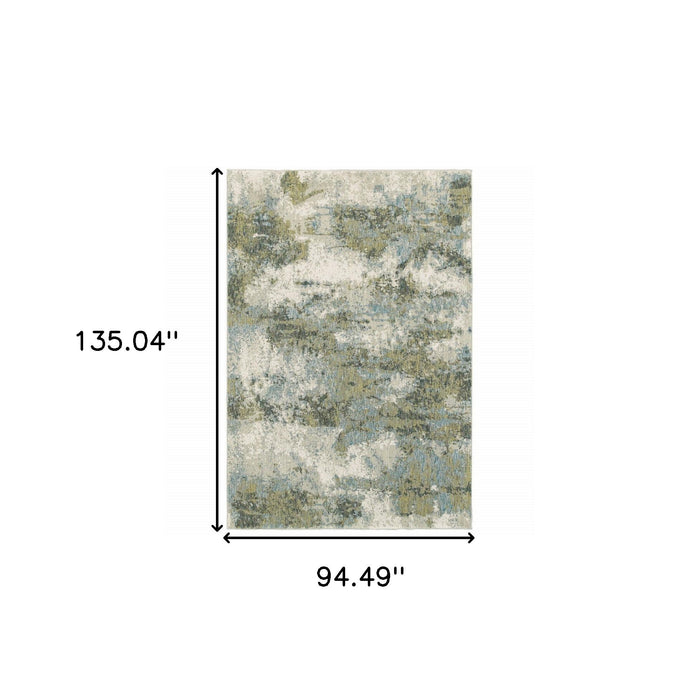8' x 11' Power Loom Area Rug - Blue Green