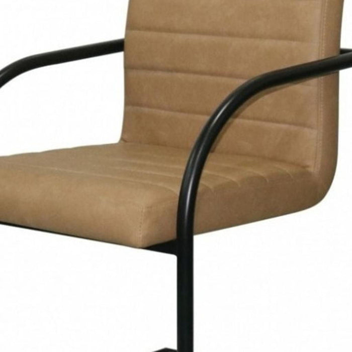 Upholstered Faux Leather Dining Arm Chairs (Set of 2) - Tan