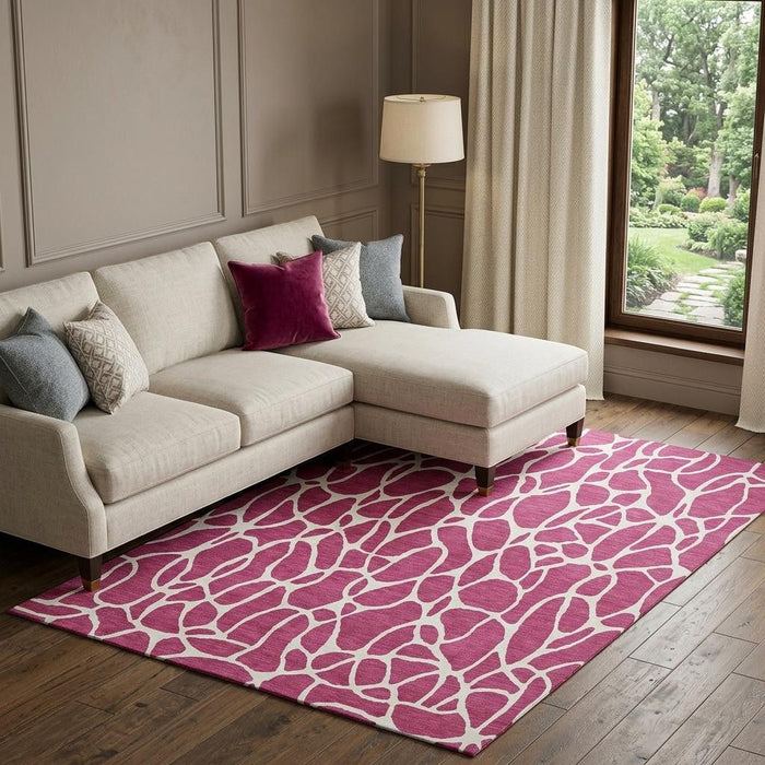 10' X 14' Geometric Washable Area Rug With UV Protection (680385) - Blush / Ivory