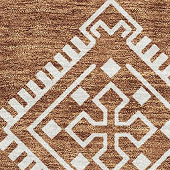 10' X 14' Southwestern Washable Area Rug With UV Protection (671654) - Rust / Ivory