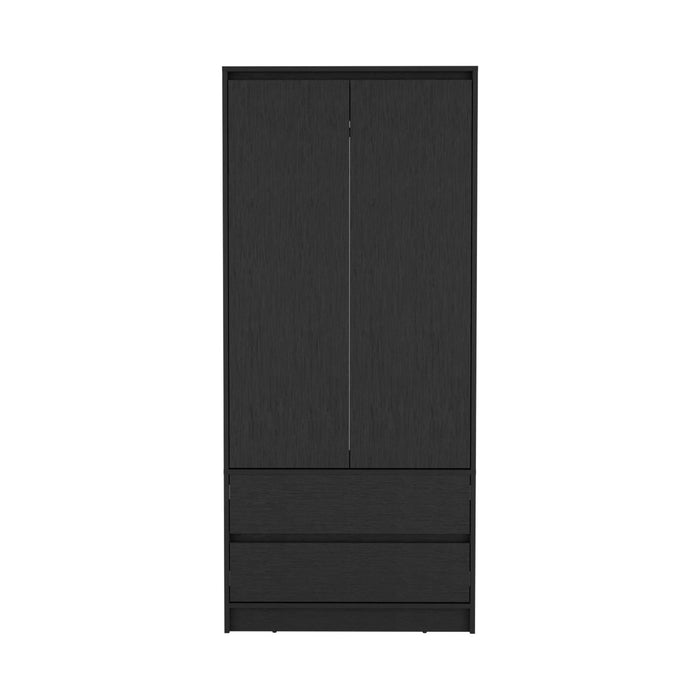 71" Transitional Wood Two Door Two Drawer Combo Dresser - Black