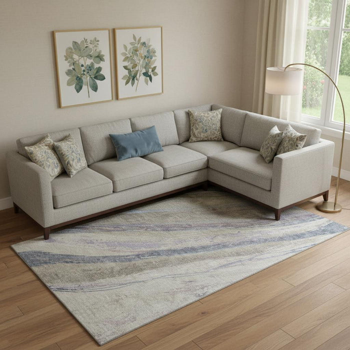 10' X 14' Abstract Washable Area Rug With UV Protection (715531) - Coffee / Purple