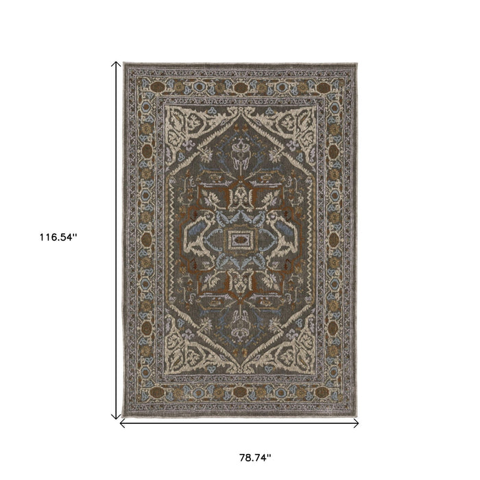 7' X 10' Medallion Area Rug - Blue And Green