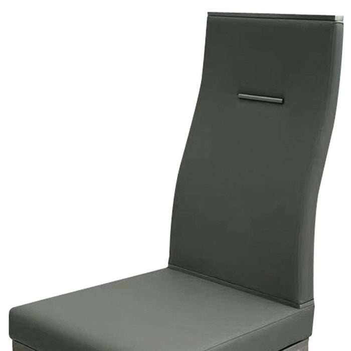 Upholstered Faux Leather Dining Side Chairs (Set of 4) - Gray / Silver