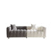 Giga 3-seater stationary sofa with metal legs, white and gray upholstery, two pillows, ideal for modern living room comfort