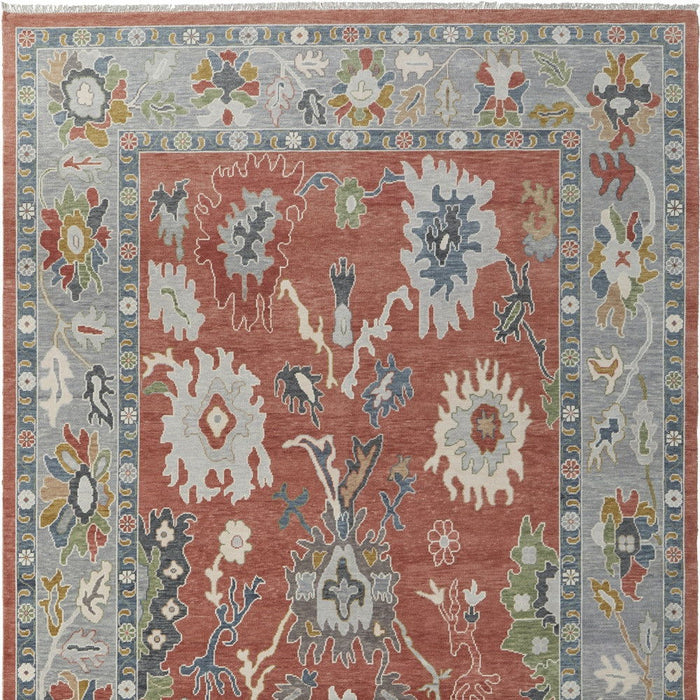 9' X 13' Bohemian Wool Floral Hand Knotted Area Rug With Fringe - Gray
