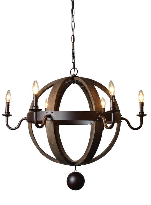 Unique Statement Six Light Metal Chandelier - Brown