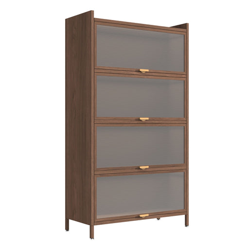Giga flip doors display cabinet with ample storage space, featuring glass-paneled doors and a modern design for showcasing items.