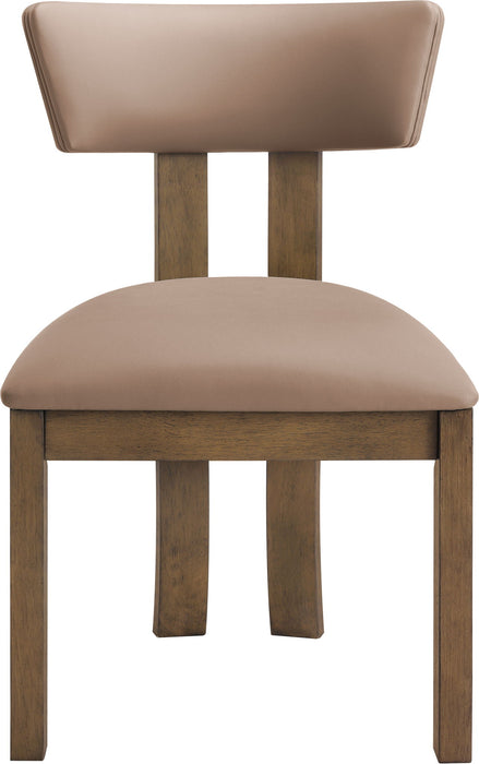 Lavrin - Vegan Leather Upholstered Dining Side Chair (Set of 2) - Walnut Base