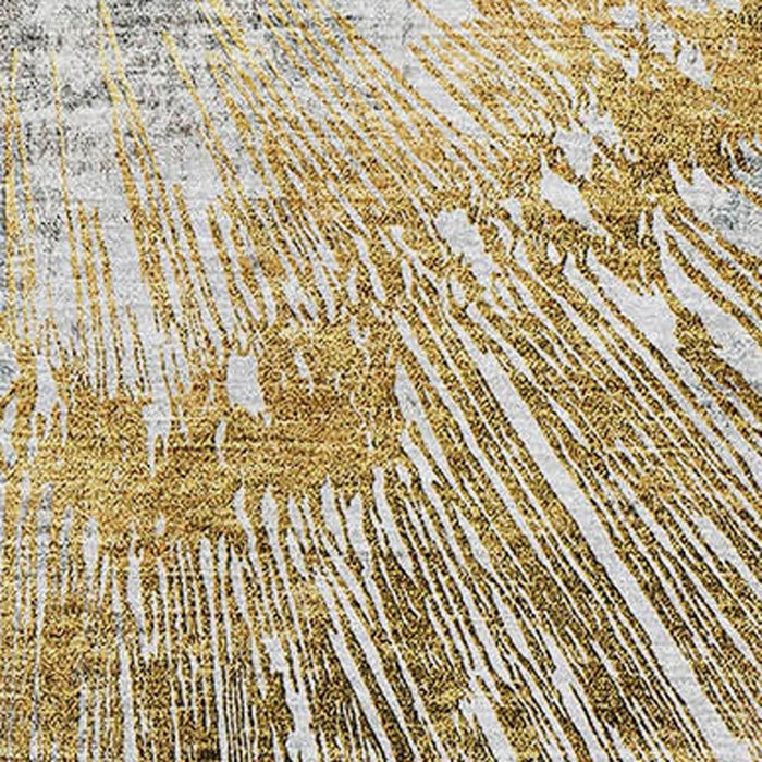 8' X 10' Abstract Washable Area Rug With UV Protection - Gold / Gray