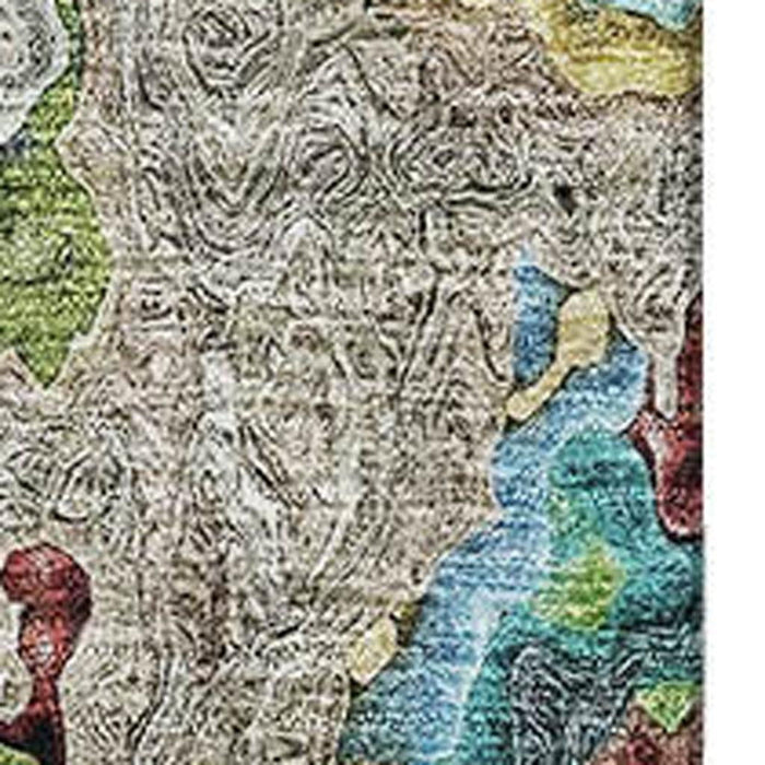10' X 14' Abstract Washable Area Rug With UV Protection - Blue And Green