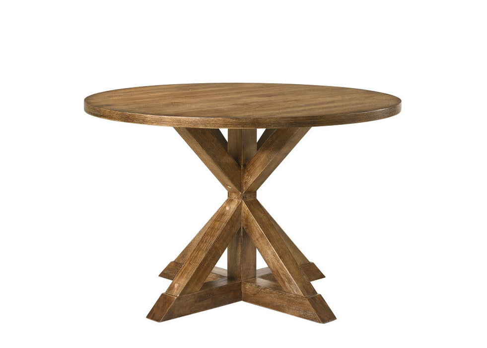 48" Wood Cross Leg Base Round Top Dining Table - Oak