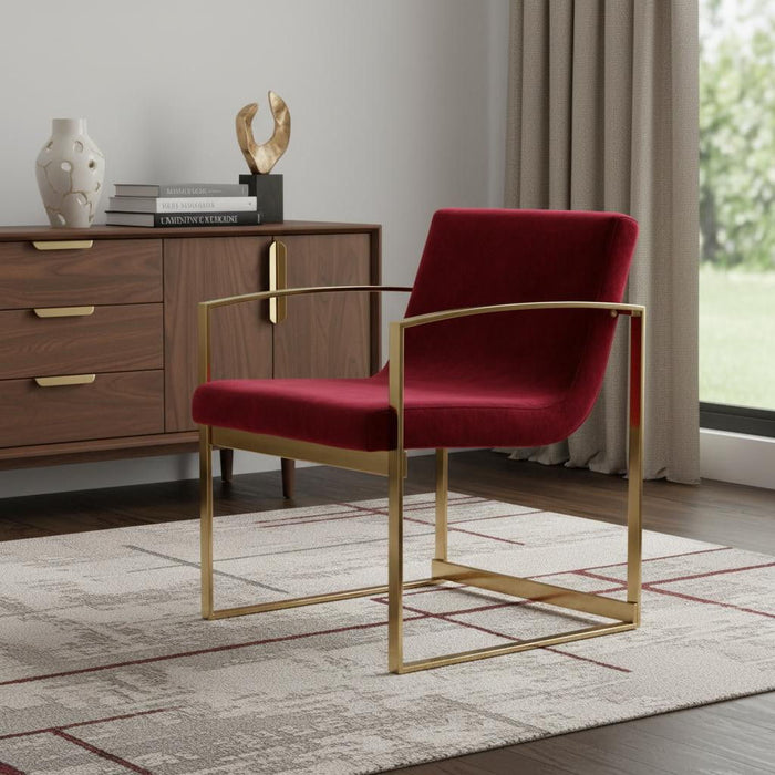 Lux Red Velvet Armchair - Red And Gold