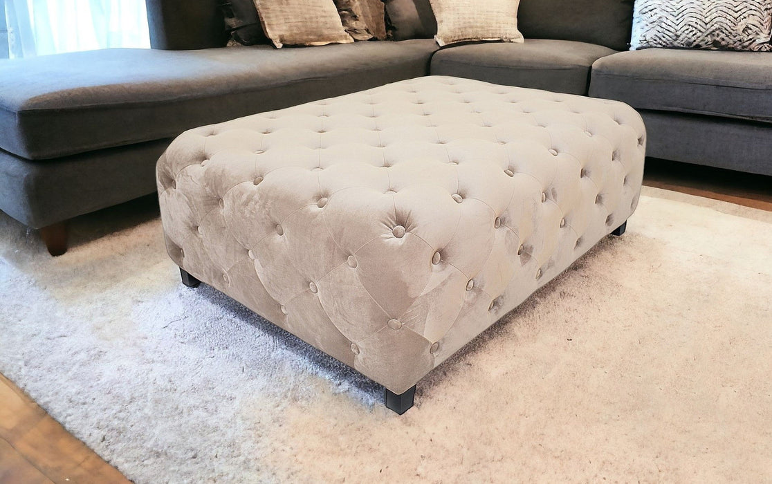 Velvety Modern Square Coffee Table - Beige