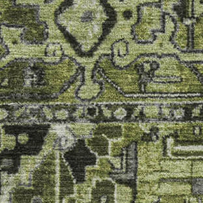 10' X 14' Oriental Washable Area Rug With UV Protection (649720) - Olive Green / Gray / Ivory
