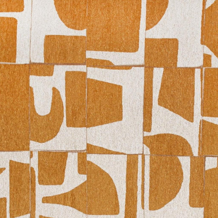 10' Geometric Washable Runner Rug (551991) - White / Yellow