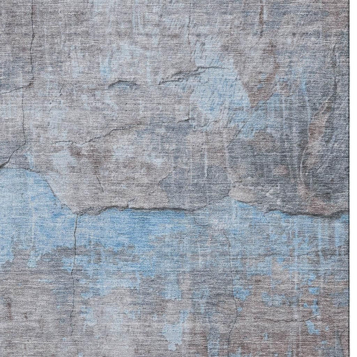 10' X 14' Abstract Washable Area Rug With UV Protection (701165) - Sky Blue / Gray / Silver
