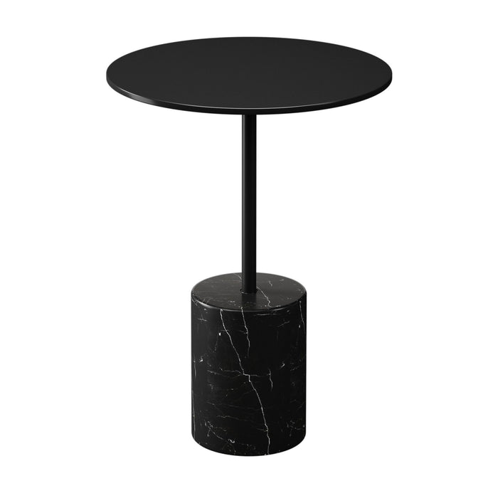 Steel And Marble Round End Table - Black