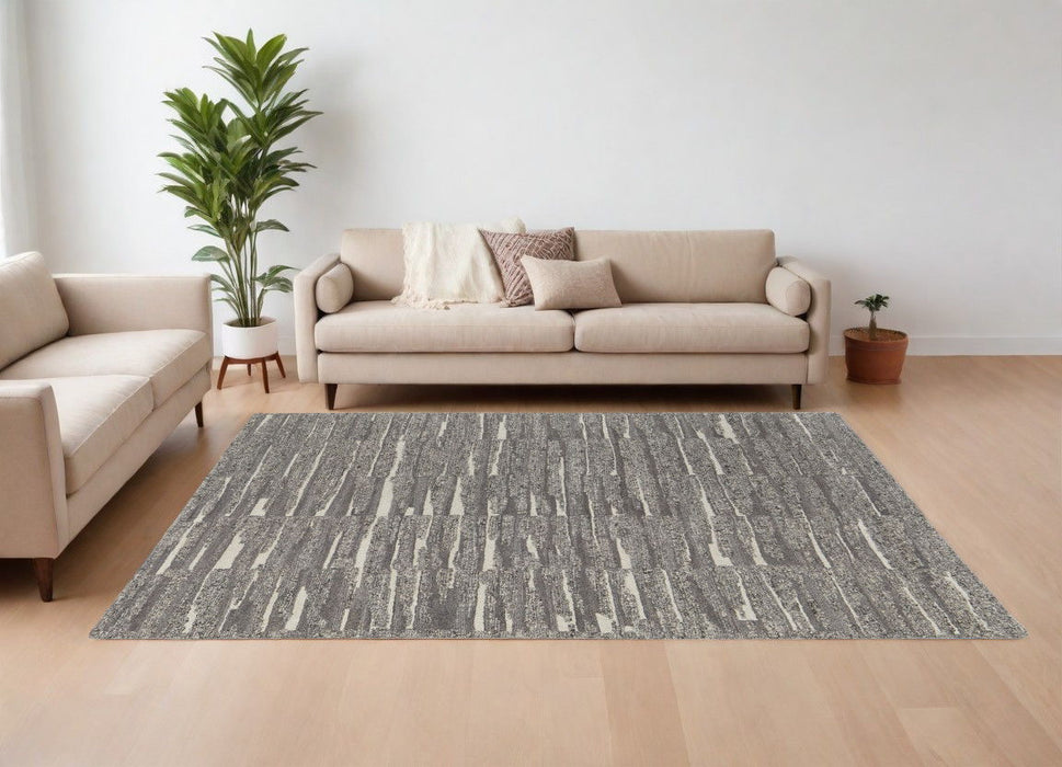 9' x 13' Abstract Hand Woven Area Rug - Gray Ivory And Taupe