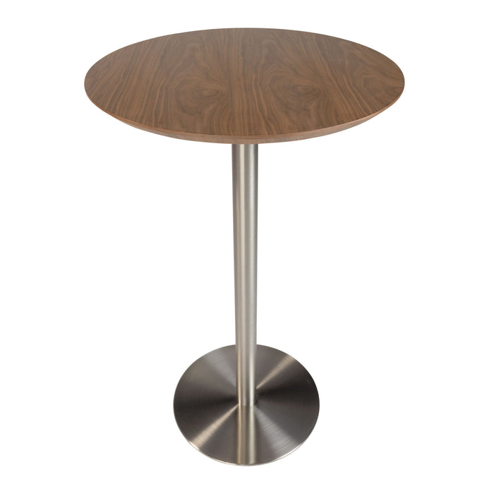 Metallic Rounded Steel Bar Table - Wood Brown And Silver