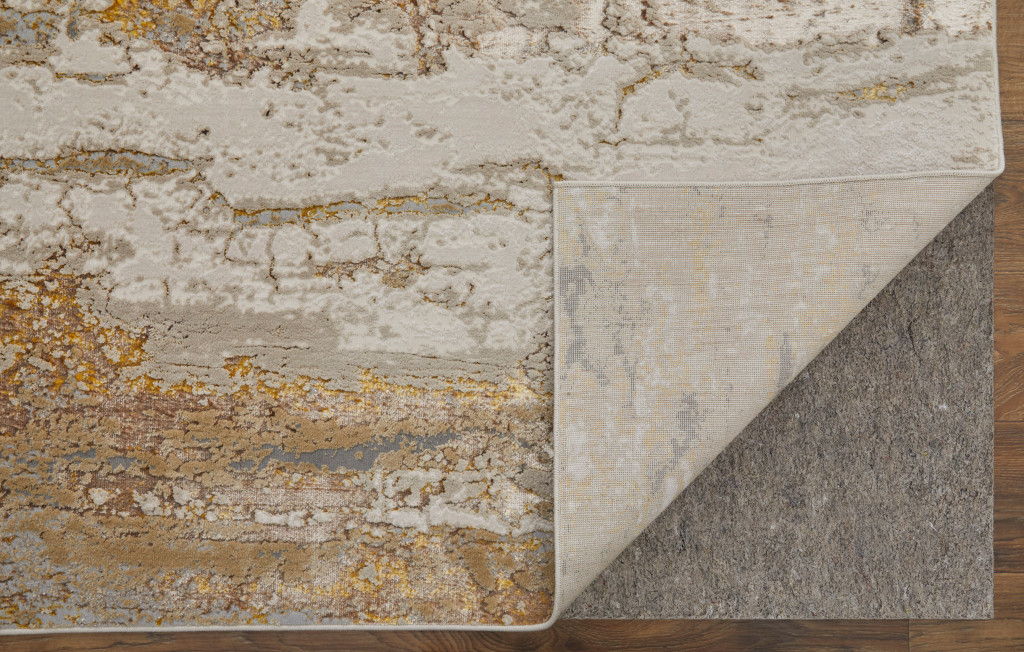 12' x 15' Abstract Power Loom Area Rug - Ivory Gray And Brown