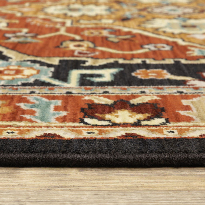9.8' x 12.9' Oriental Power Loom Area Rug - Red And Black