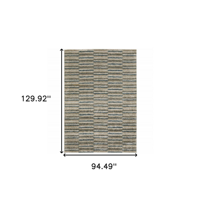 8' x 11' Geometric Power Loom Area Rug - Teal Blue