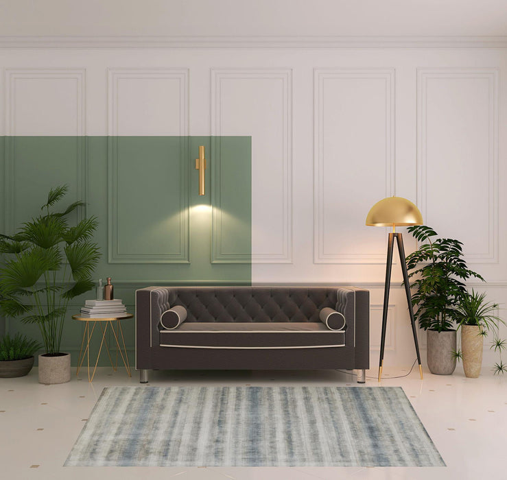 5' x 8' Abstract Hand Woven Area Rug - Gray Blue And Green