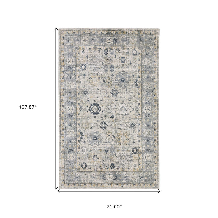 6' X 9' Oriental Hand Tufted Area Rug - Gray And Blue