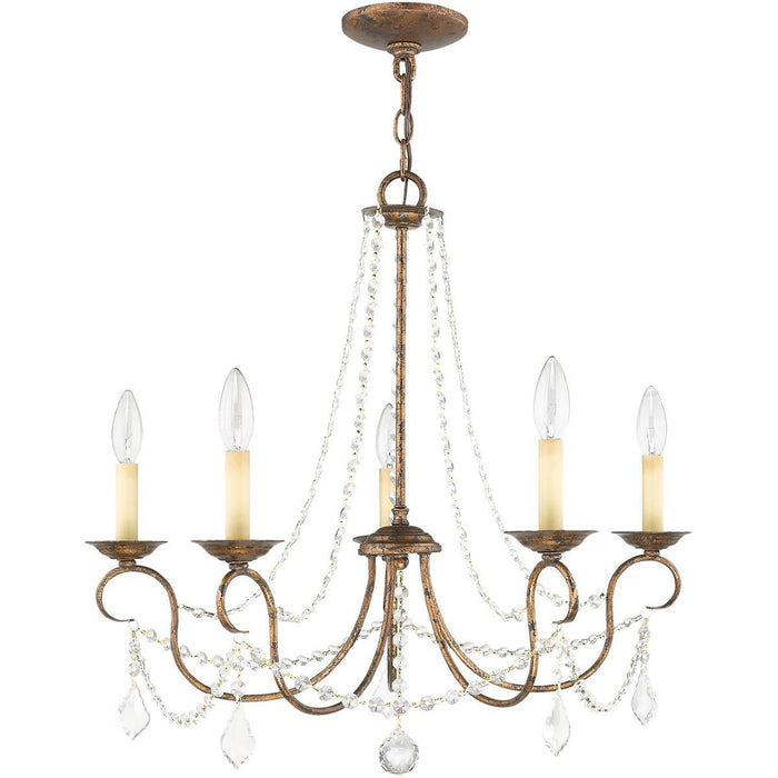 23" Five Light Dimmable Chandelier With Shades - Bronze