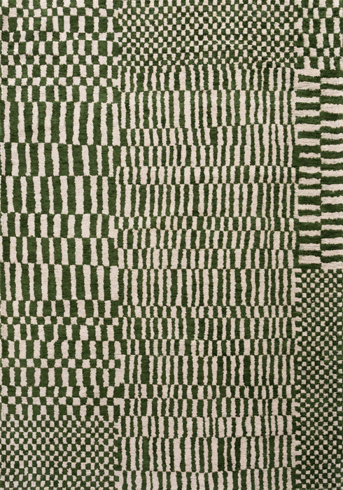 7' X 9' Geometric Washable Area Rug With UV Protection (609862) - Green / Beige