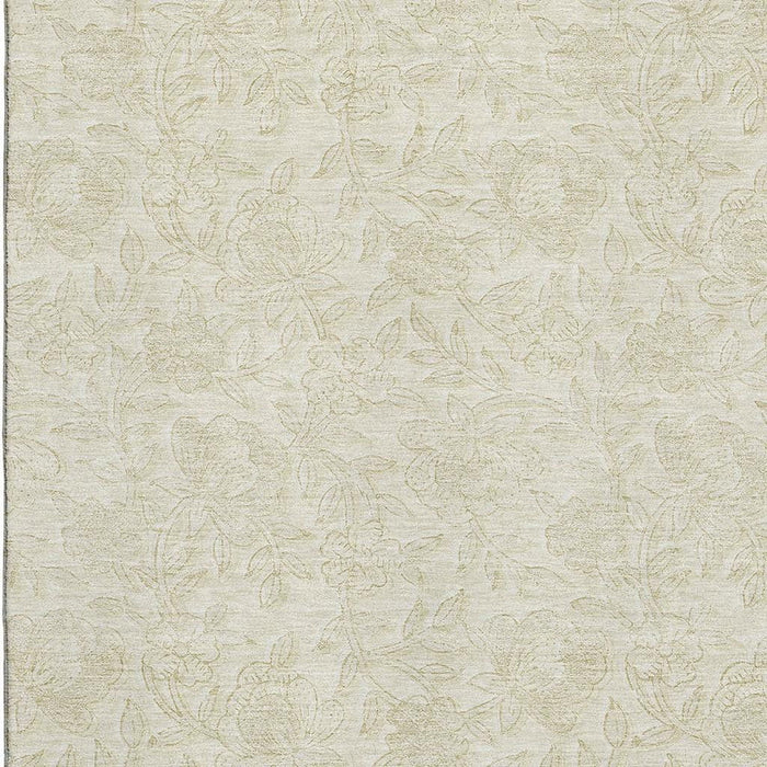 8' X 10' Floral Washable Area Rug With UV Protection - Ivory And Beige