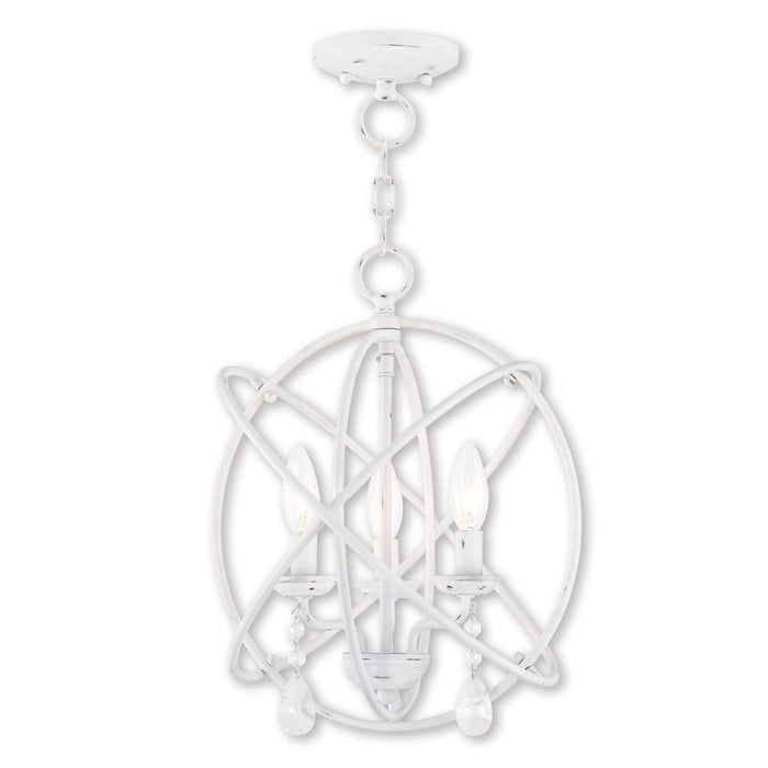17" Three-Light Dimmable Chandelier With Shades - White