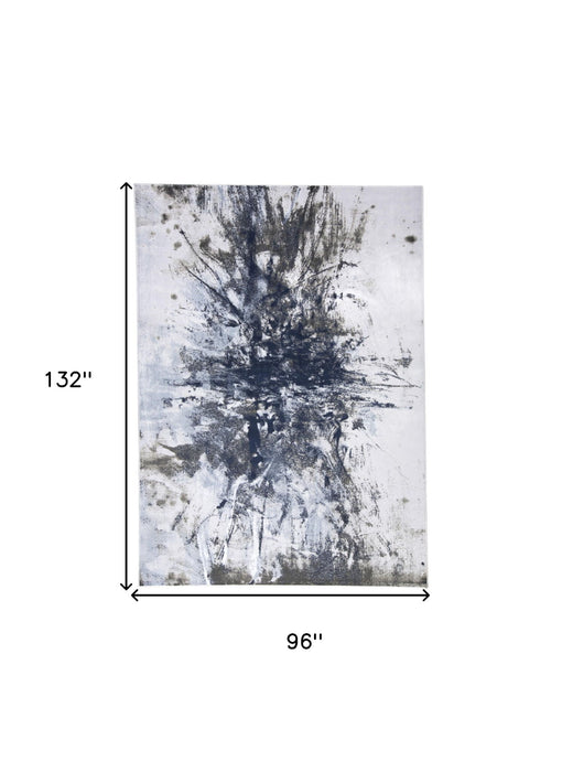 8' x 11' Abstract Stain Resistant Area Rug - Blue Gray And White