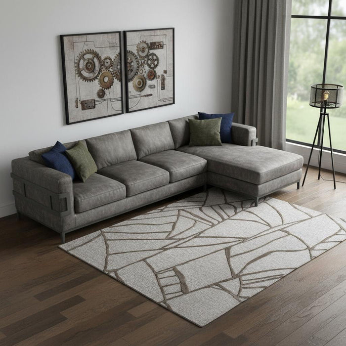 8' X 10' Wool Abstract Hand Tufted Area Rug (722207) - Blue / Ivory