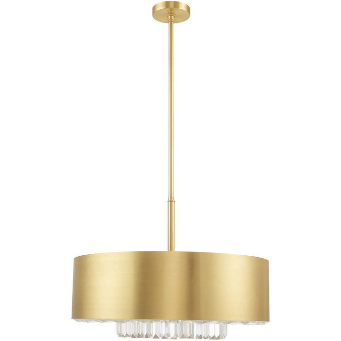 25" Six Light Dimmable Chandelier With Shades - Brass