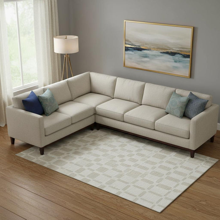 10' X 14' Geometric Washable Area Rug With UV Protection (669282) - Ivory / Beige