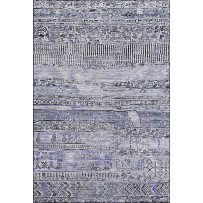 10' X 14' Striped Washable Area Rug With UV Protection (705209) - Blue / Gray