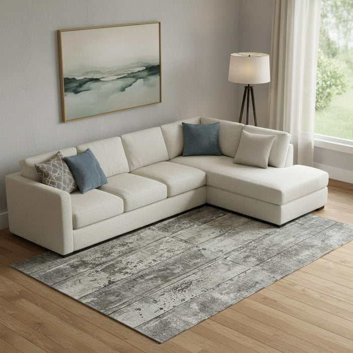 10' X 14' Striped Washable Area Rug With UV Protection (698035) - Taupe / Beige / Gray