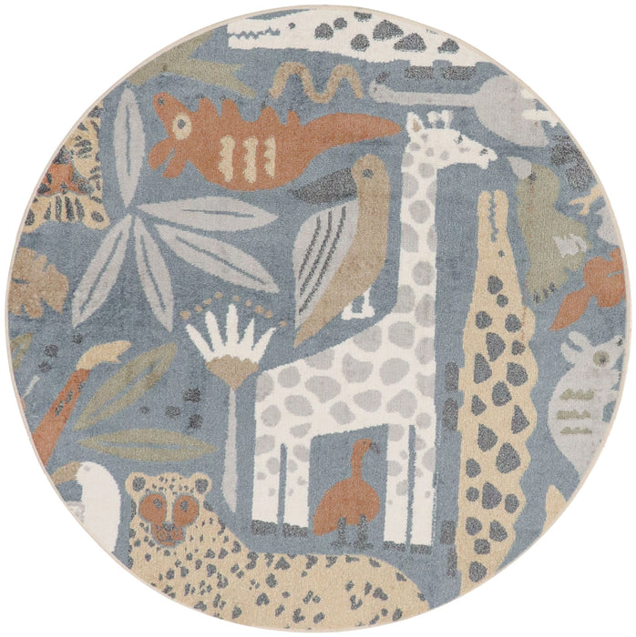 8' Animal Print Round Rug (572810) - Blue