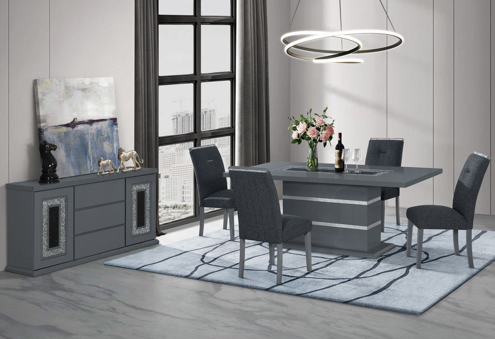 Monaco - 7 Piece Dining Room Set (Dining Table And 6 Dining Chairs) - Dark Gray