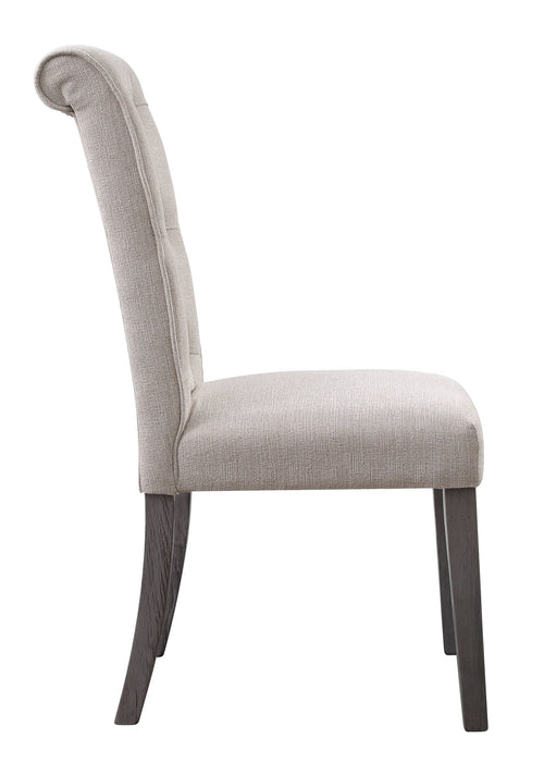 Tufted And Upholstered Linen And Solid Wood Dining Side Chairs (Set of 2) - Beige
